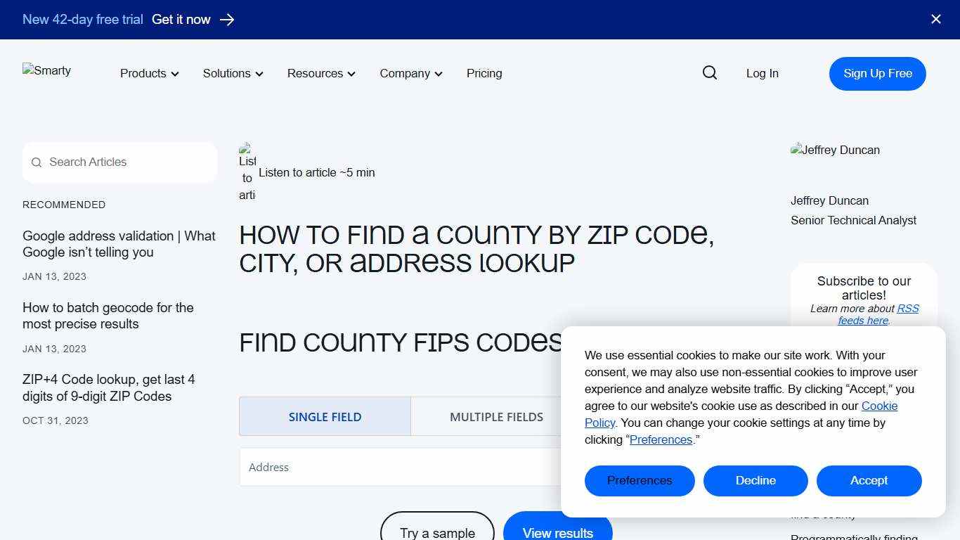 How to find a county by ZIP Code, city, or address lookup